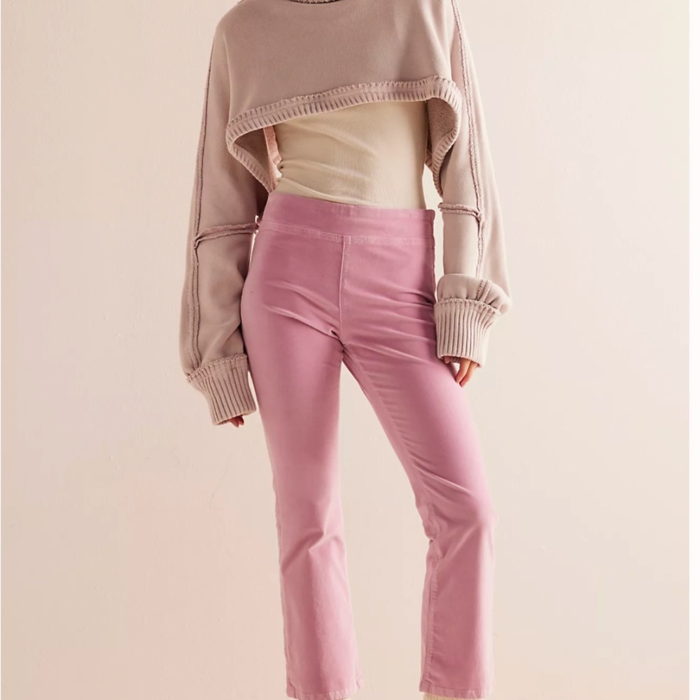 Free People In My Feelings Velvet Crop Slim Flare Pants